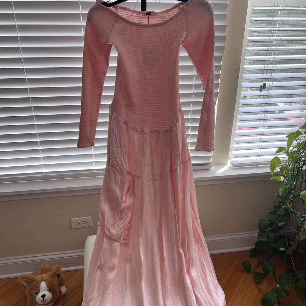 Free People Pink Long Sleeve Dress